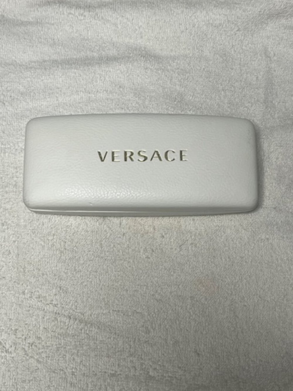 Versace Designer Eyeglass/Sunglass Case Gold Logo Clamshell Hard Case White